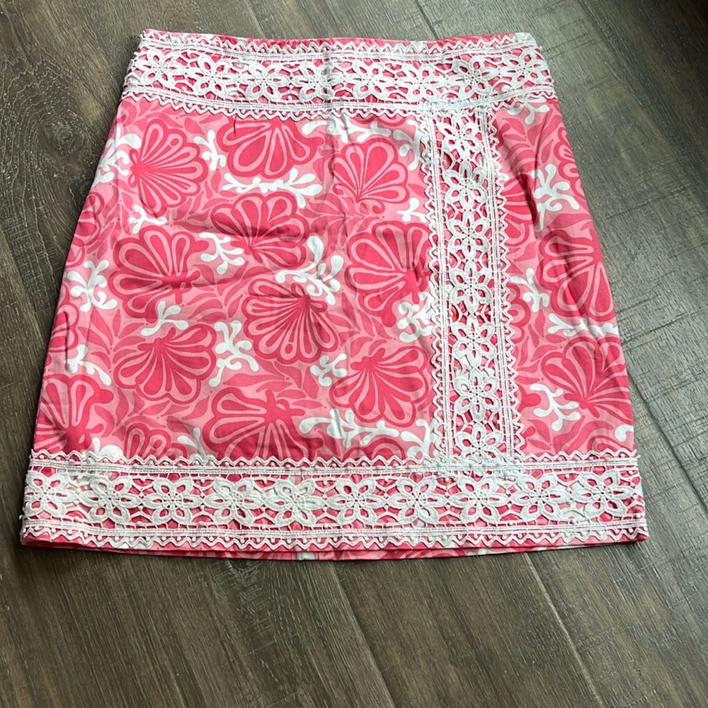 Lilly Pulitzer Palm Beach Ginger Skirt Vintage White Label - Pink & White Sz 8